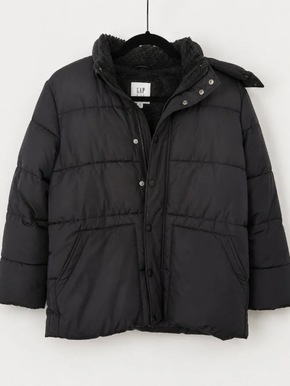Gap Kids Black Sherpa Lined Puffer Jacket XXL Husky